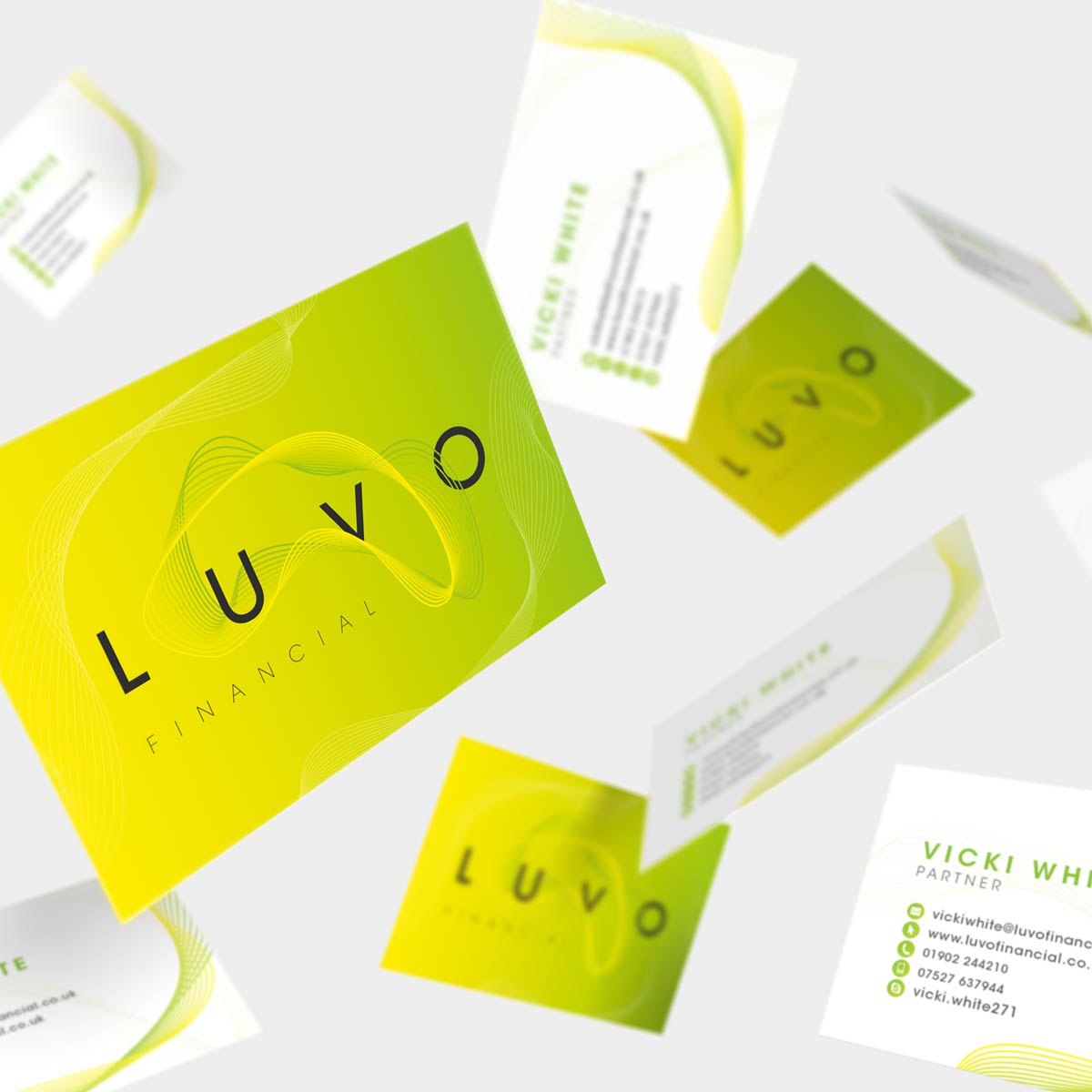 Luvo financial business card design 