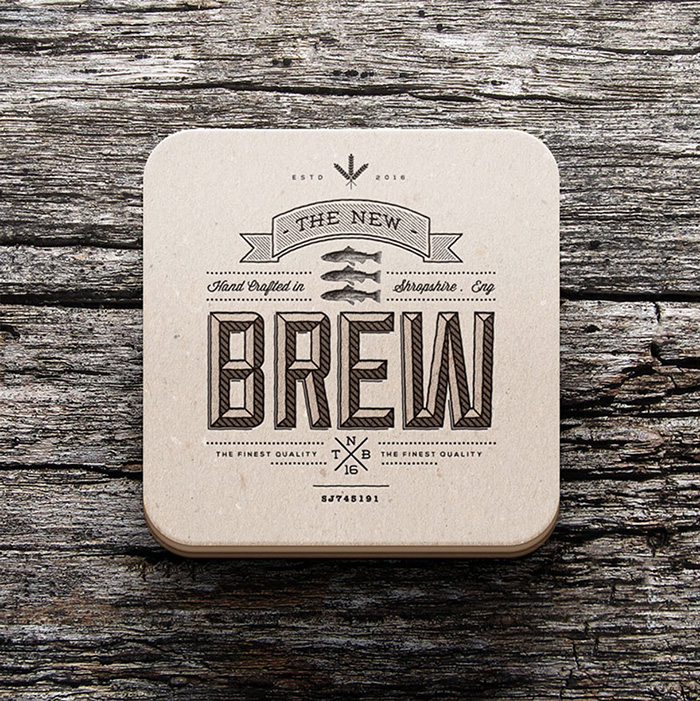 Branded beer meats with rustic style New Brew logo